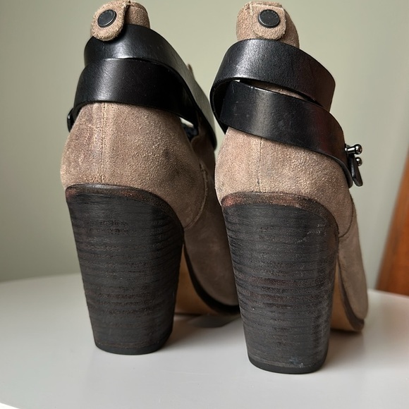 Rag & Bone Harrow Brown Suede Leather Strap Boots Stacked Heel Size 39 US 8.5 - Picture 8 of 17